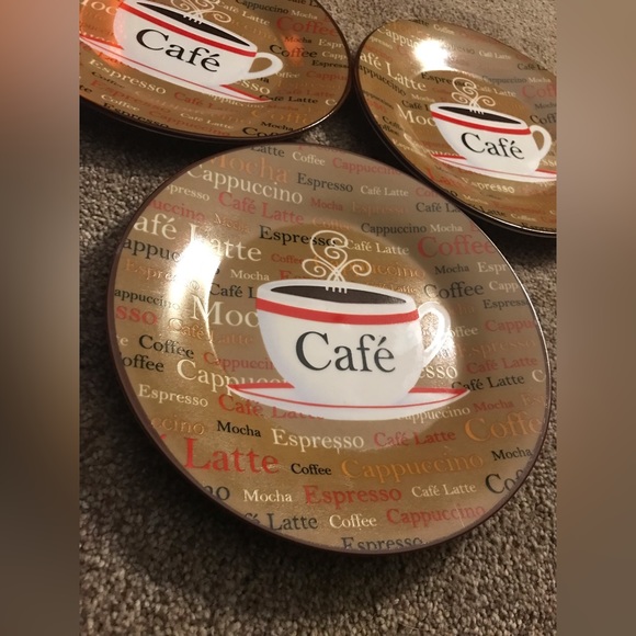 Cute 3-Piece Set Trisa Cafe Coffee Latte Espresso Themed collectible plates - Picture 2 of 5
